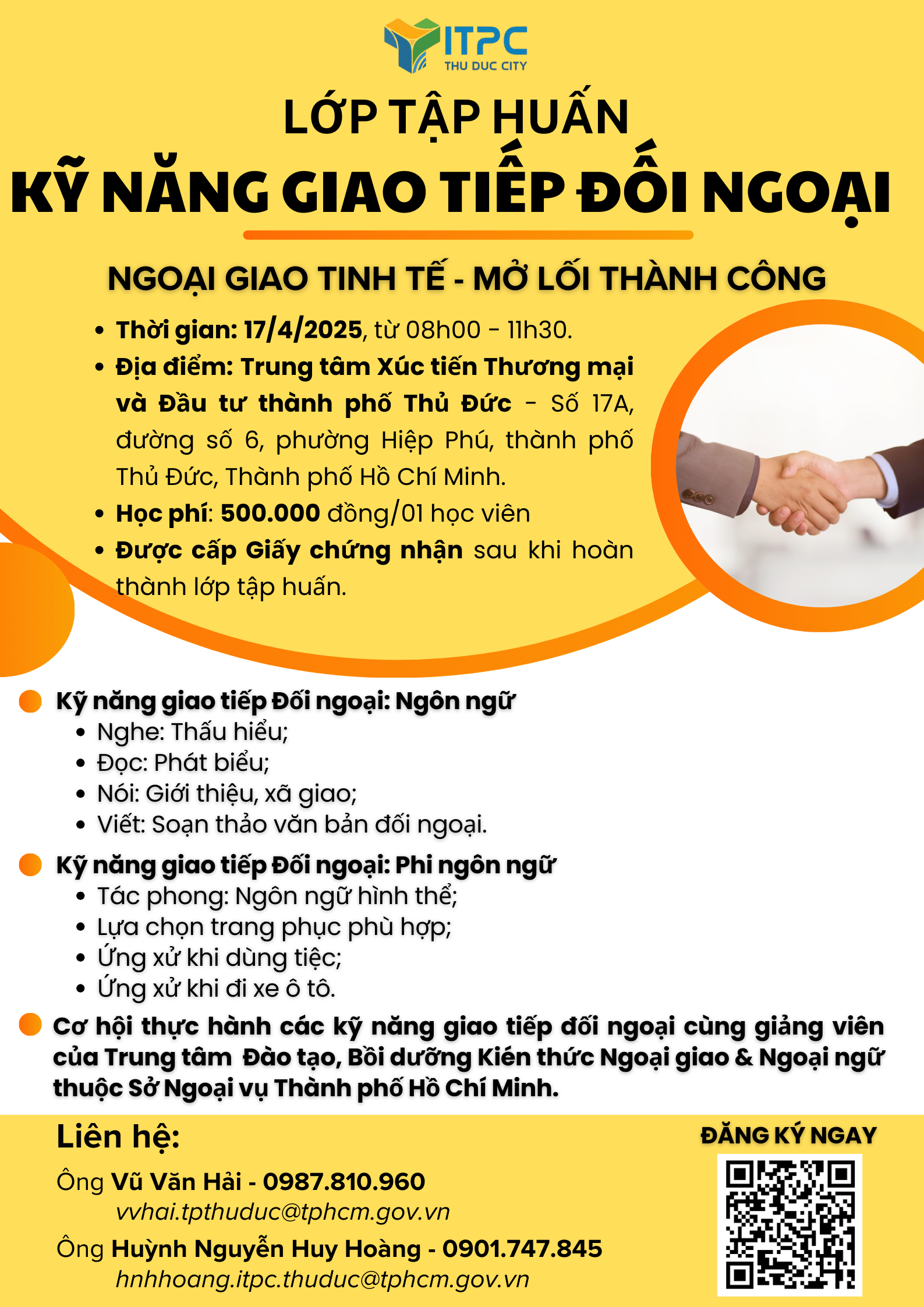 LỚP TẬP HUẤN: <br/> KỸ NĂNG GIAO TIẾP ĐỐI NGOẠI